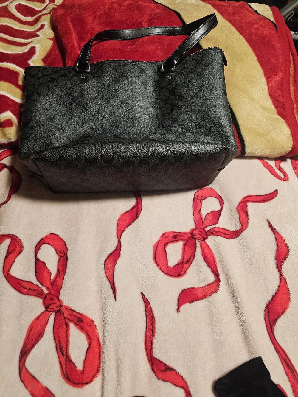 Coach Black Signature Zip-Top Tote